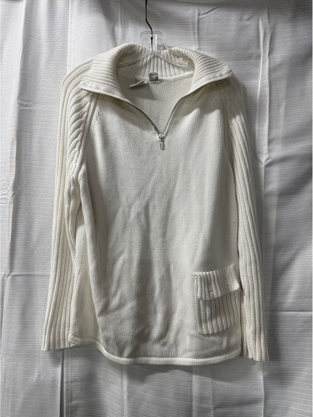 Field Gear Women's White Cotton Half-Zip Pullover Sweater Size M